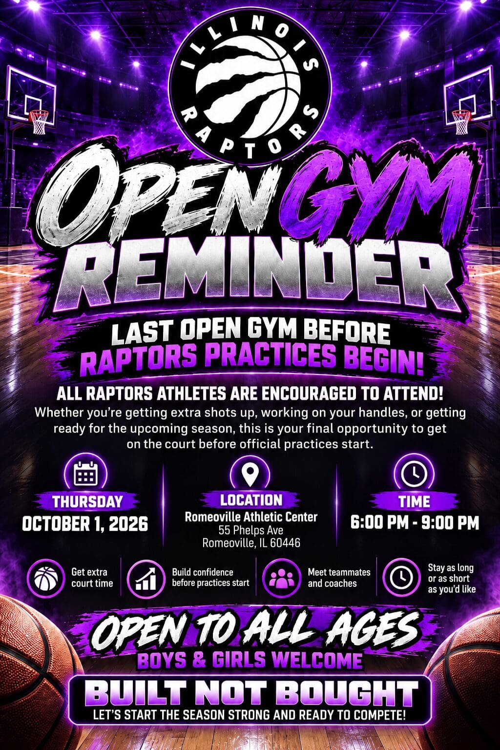 Built Not Bought Open Gym Poster